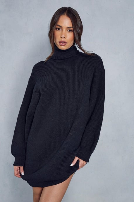 Knitted Oversized Roll Neck Jumper Dress