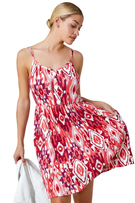Sleeveless Aztec Print Mini Stretch Dress
