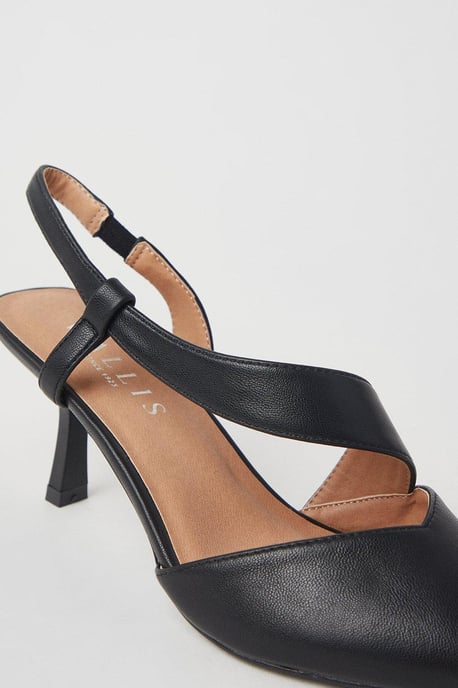 Evelyn Asymmetric Slingback Kitten Heel Court Shoes - Image 4