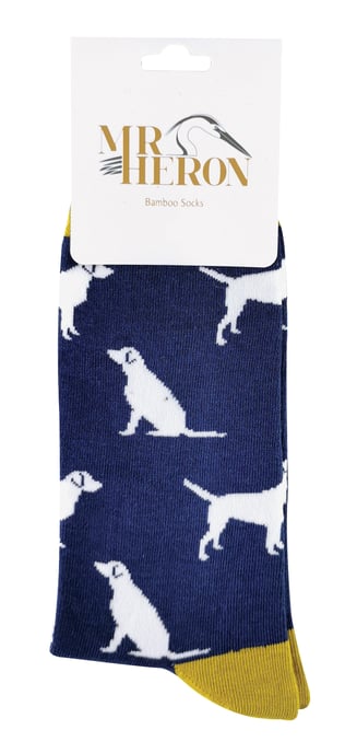 Mr Heron - Nieuwe bamboesokken voor heren met honden aan - Labrador (Marine) - Image 2