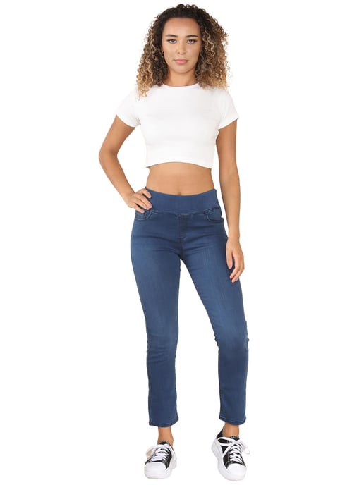 Enzo | Womens Wider Waist Jeans - Blauw - Image 4