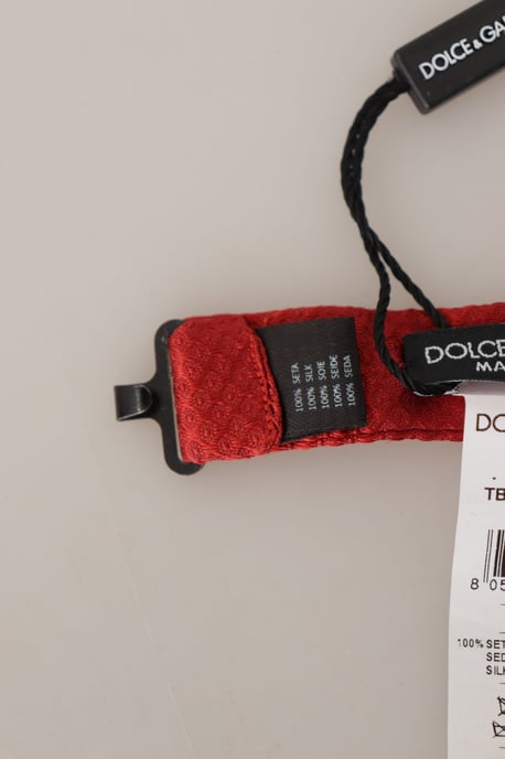 Dolce & Gabbana Rode 100% Zijde Verstelbare Hals Papillon Mannenstrik - Image 5