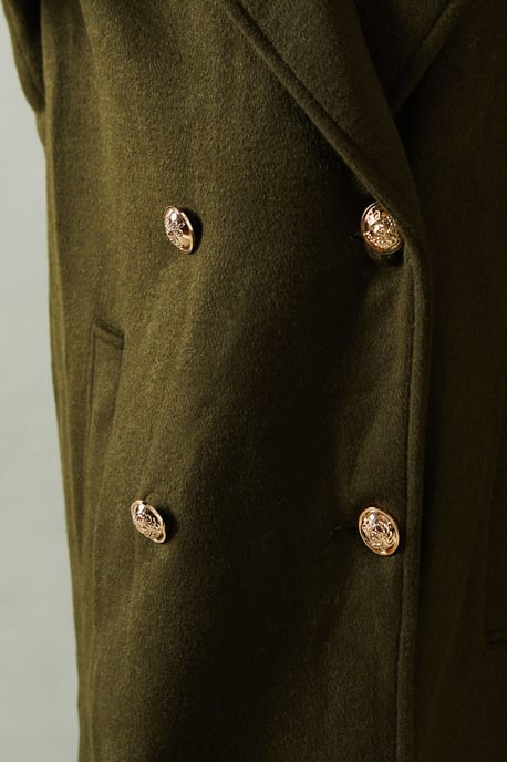 Buckle Detail Double Breasted Coat