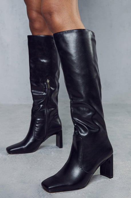 Slim Heel Knee High Boots