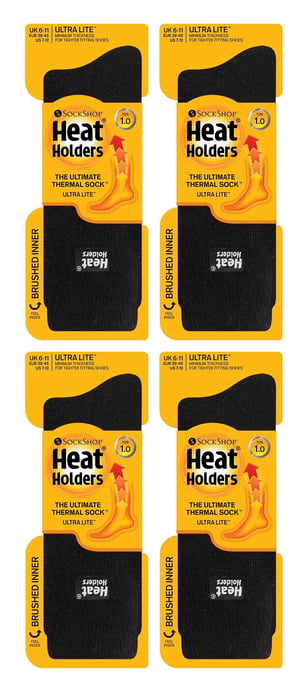 Heat Holders Ultra Lite - 4 Paar Multipack Heren Thermosokken | Ultra Dunne Warme Sokken voor Dress Socks in de Winter - Zwart - Image 2