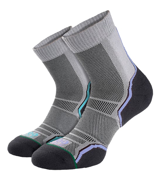 1000 Mile - 2 Pack Dames Trail Enkele Laag Vochtregulerende Merino Wol Sokken - Grijs - Image 1