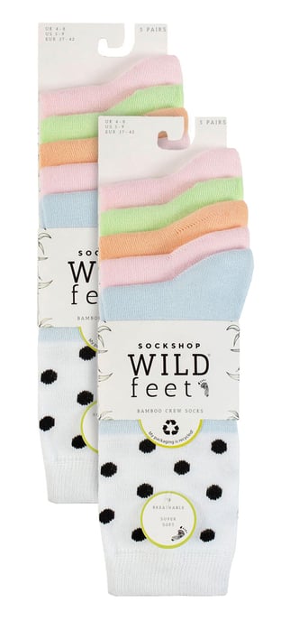 Wildfeet - 10 Paar Dames Bamboe Crewsokken - Jacquard Sokken - Vlekken Pastel - Image 2