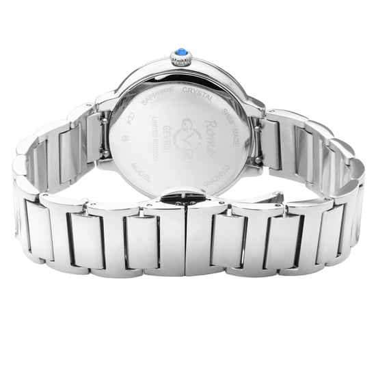 GV2 Rome dames Zwitsers quartz diamanten zilveren wijzerplaat roestvrij stalen horloge - Image 2