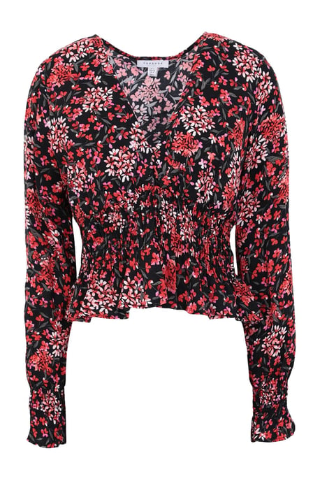 Long Sleeve Ruched Crop Blouse - Image 1