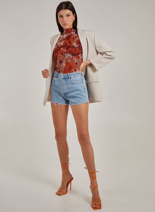Graphic Floral High Neck Bodysuit