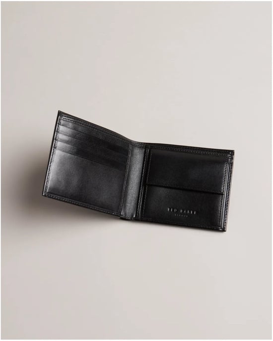 Ted Baker Prugs Heren Gegraveerde Hoek Leren Bifold Munt Portemonnee - Image 4