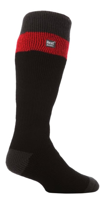 Heat Holders - Kniehoge thermo skisokken voor heren - Zwart Rood - Image 1