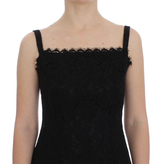 Dolce & Gabbana Dames Zwarte Bloemen Kant Shift Jurk Tot de Knie - Image 6