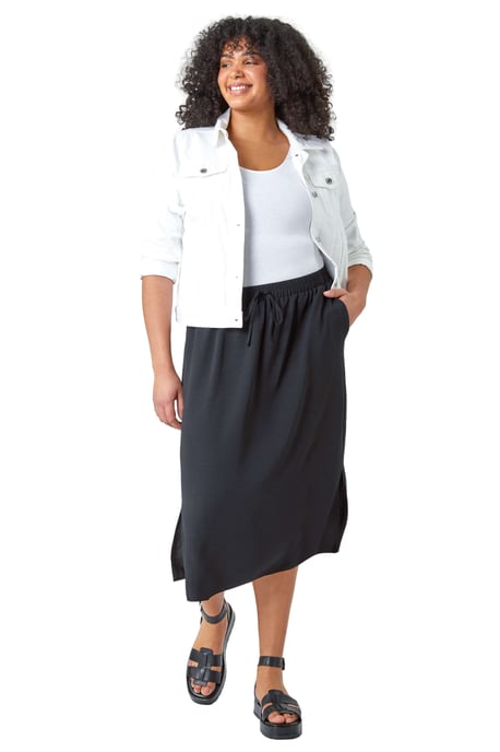 Curve Linen Look A Line Midi Skirt