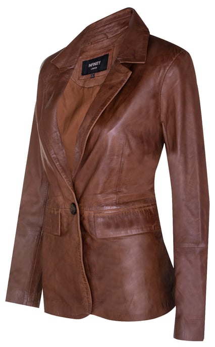 Women's leather one-button blazer - Newhaven
