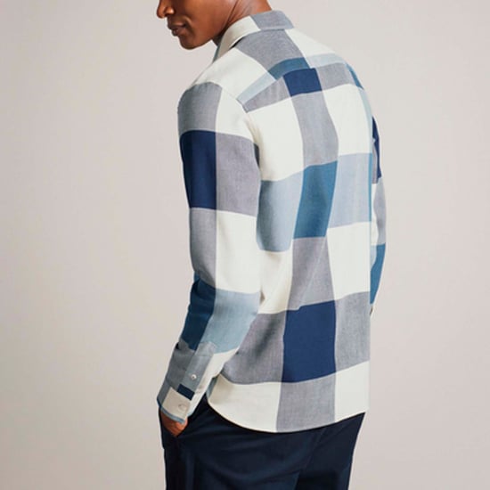Men's Ted Baker Neetly Long Sleeve Scale Check Shirt in Blue