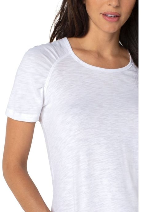 Shirred Short Sleeve Slub Knit Tee White