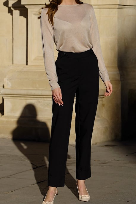 Black Tapered Leg Trousers
