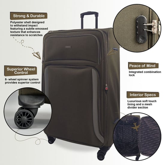 Soft Extra Large 8 Wheel Luggage Light Travel Suitcase