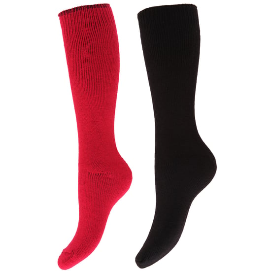 Floso Dames/dames Thermal Winter Wellington/Welly Laarzensokken (2 paren) (Roze/Zwart) - Image 1