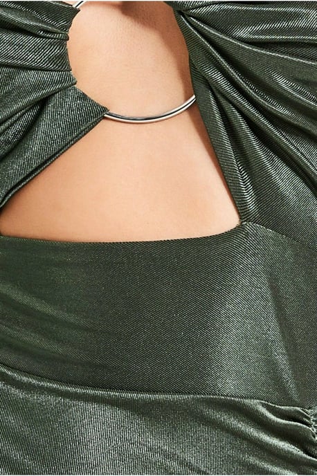 Ruched One Shoulder Maxi With Ring Detail