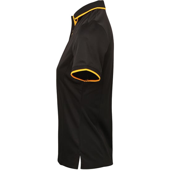 Premier Dames/dames Contrast Coolchecker Poloshirt (Zwart/Zonnebloem) - Image 3