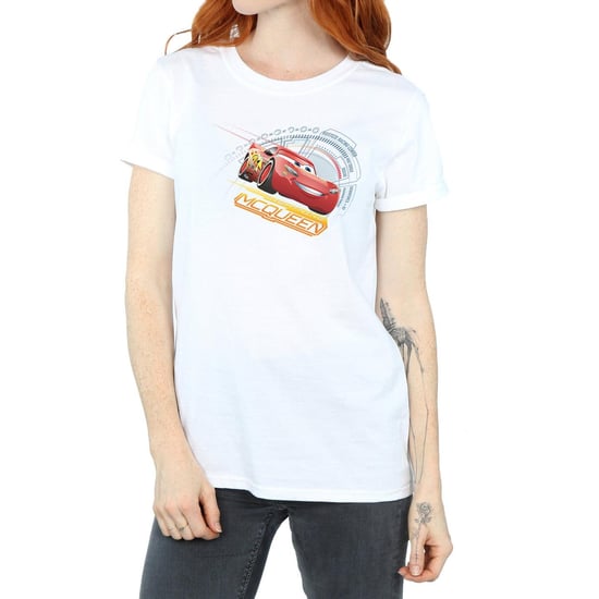 Disney Womens/Ladies Cars Lightning McQueen Cotton Boyfriend T-Shirt (White)