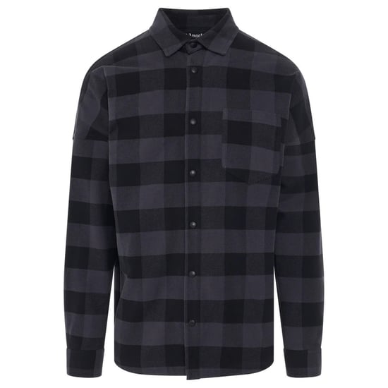 Palm Angels Curved Logo Checked Black Shirt - Image 1