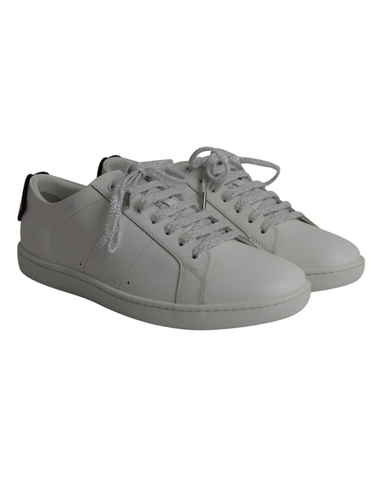 Saint Laurent Lips Classic Court Sneakers in Wit Leer - Image 3