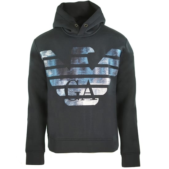 Emporio Armani marineblauwe hoodie met groot adelaarslogo - Image 1