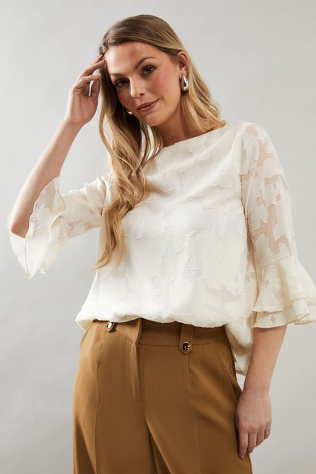 Jacquard Frill Sleeve Top