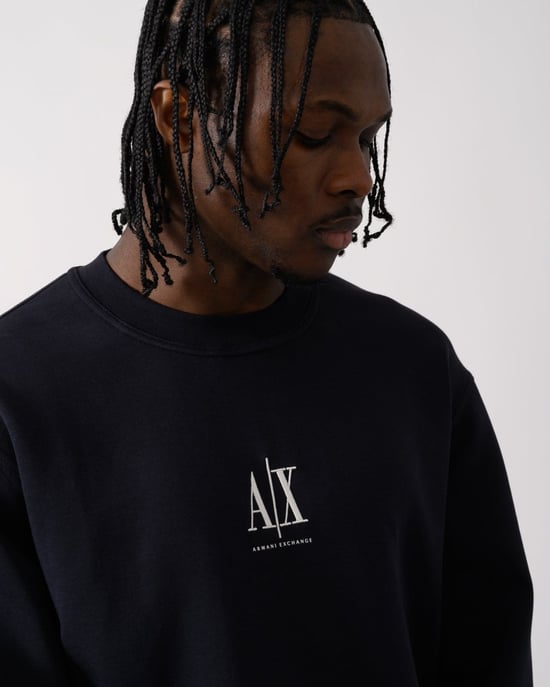Armani Exchange Heren Geborduurde A|X Centrum Logo Crew Neck Sweatshirt - Image 2