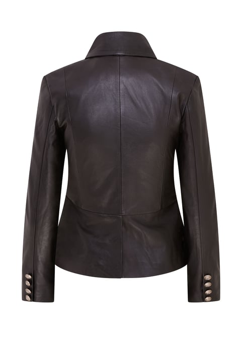 Womens Gothic Mid-Length Edwardian Leather Jacket - Sandvika