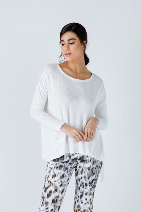 Top met gebreid jacquarddetail - Image 1