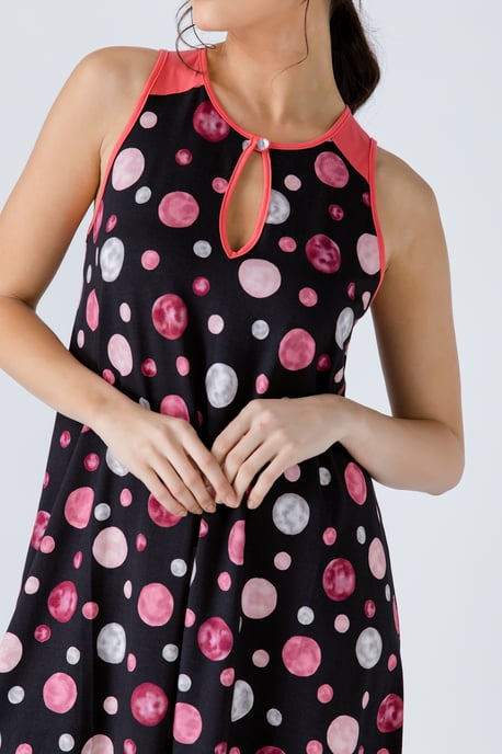 Coral A Line Print Dress