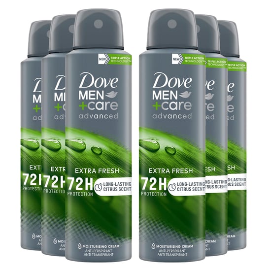 Dove Men+Care Antiperspirant Deodorant 72H Protection Extra Fresh 150 ml, 6 Pack