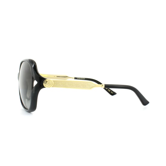 Gucci Zonnebril 0076S 002 Zwart Goud Grijsverloop - Image 3