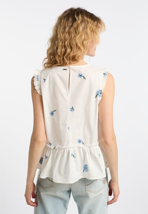 Dreimaster Top Dames Wol Wit Blauw - Image 4