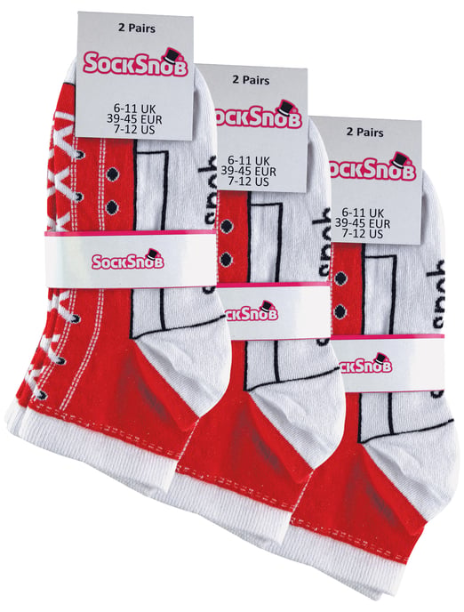 6 paar sneakersokken die op schoenen lijken - Rood - Image 2