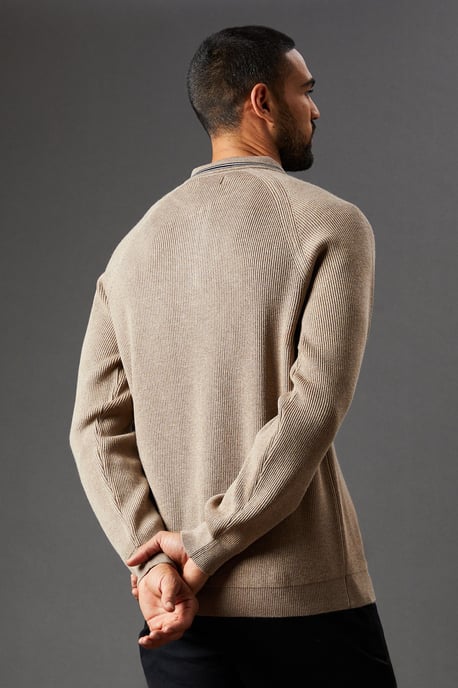 Fine Gauge Long Sleeve Zip Neck Knitted Polo