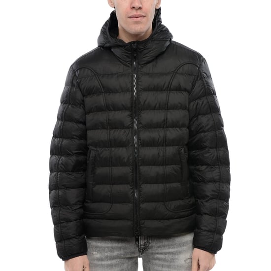 Diesel Plain Black Padded Hooded Jacket