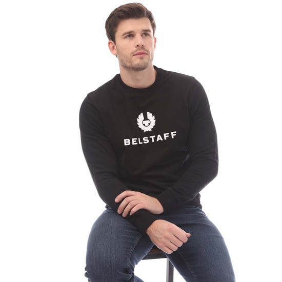 Heren Belstaff Signature Crewneck Sweatshirt in Zwart-Wit - Image 4