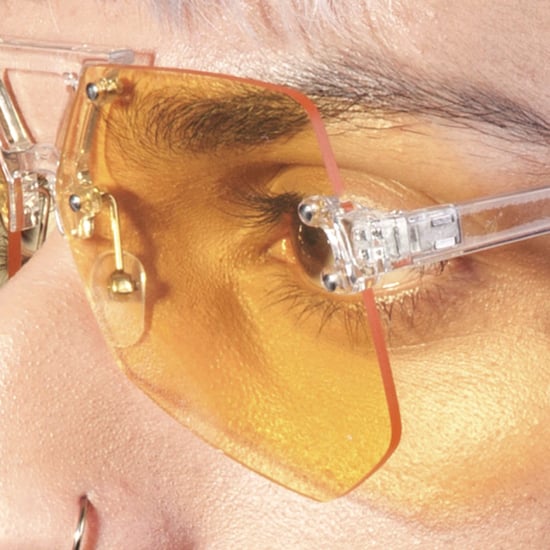 Clear Frame Geometric Sunglasses with Coloured Lenses