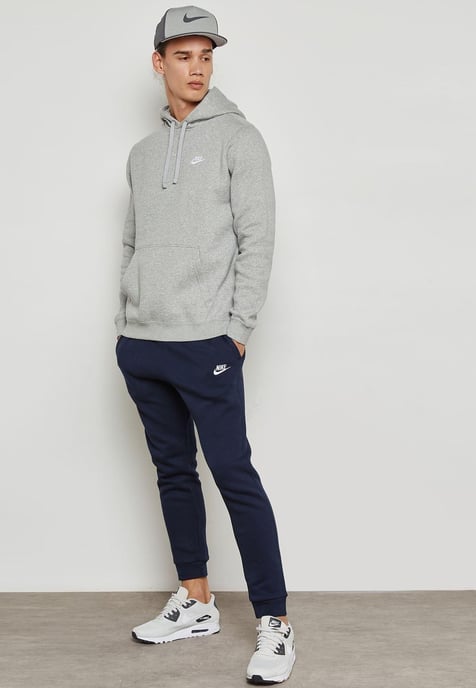 Nike Club pullover hoodie geborduurd logo in grijs - Image 4