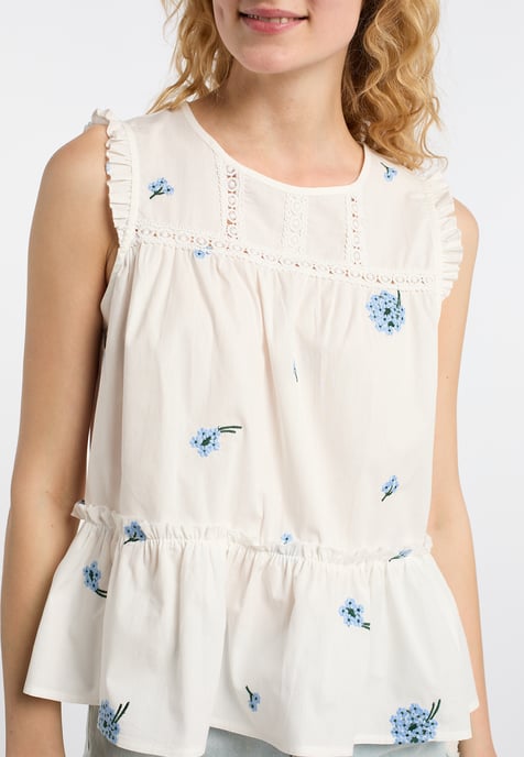 Dreimaster Top Dames Wol Wit Blauw - Image 5