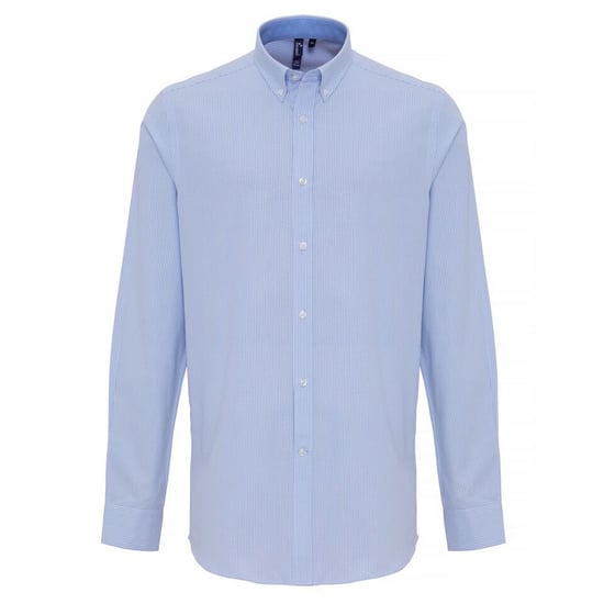 Premier Heren Katoen Rijke Oxford Stripe Shirt (Wit/lichtblauw) - Image 1