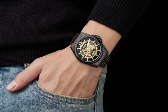 Zwart skelet automatisch Anthony James herenhorloge - Image 3