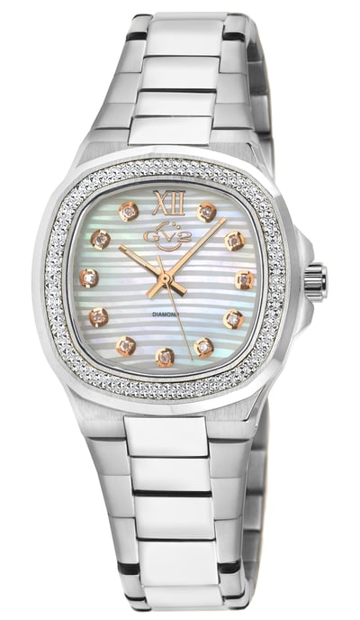GV2 Potente Lady White MOP dial, 316L Stainless Steel Diamond Swiss Quartz Watch