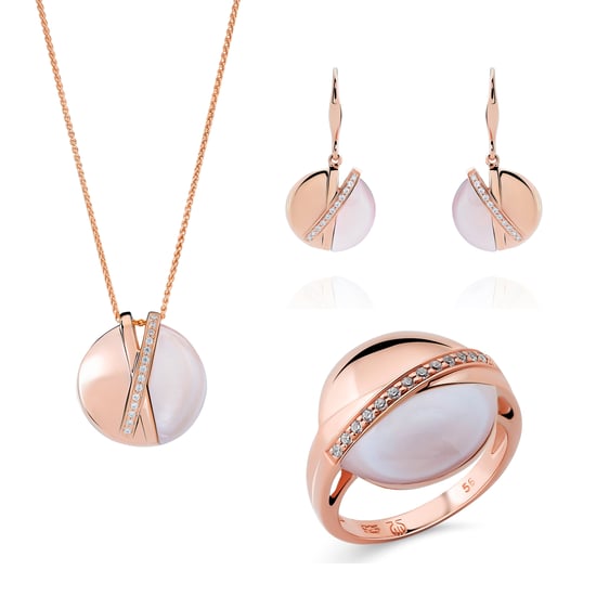 Orphelia 'Moragene' Dames 925 Sterling Zilveren Set: Halsketting + Oorbellen + Ring - Roze SET-7506/RG - Image 1