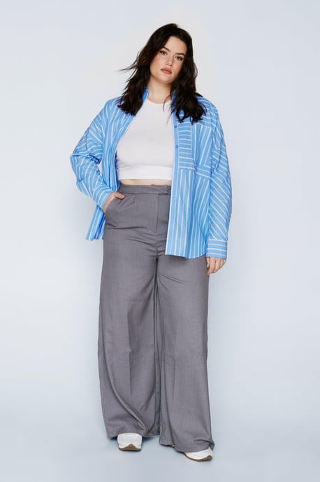 Plus Size Stripe Poplin Relaxed Shirt